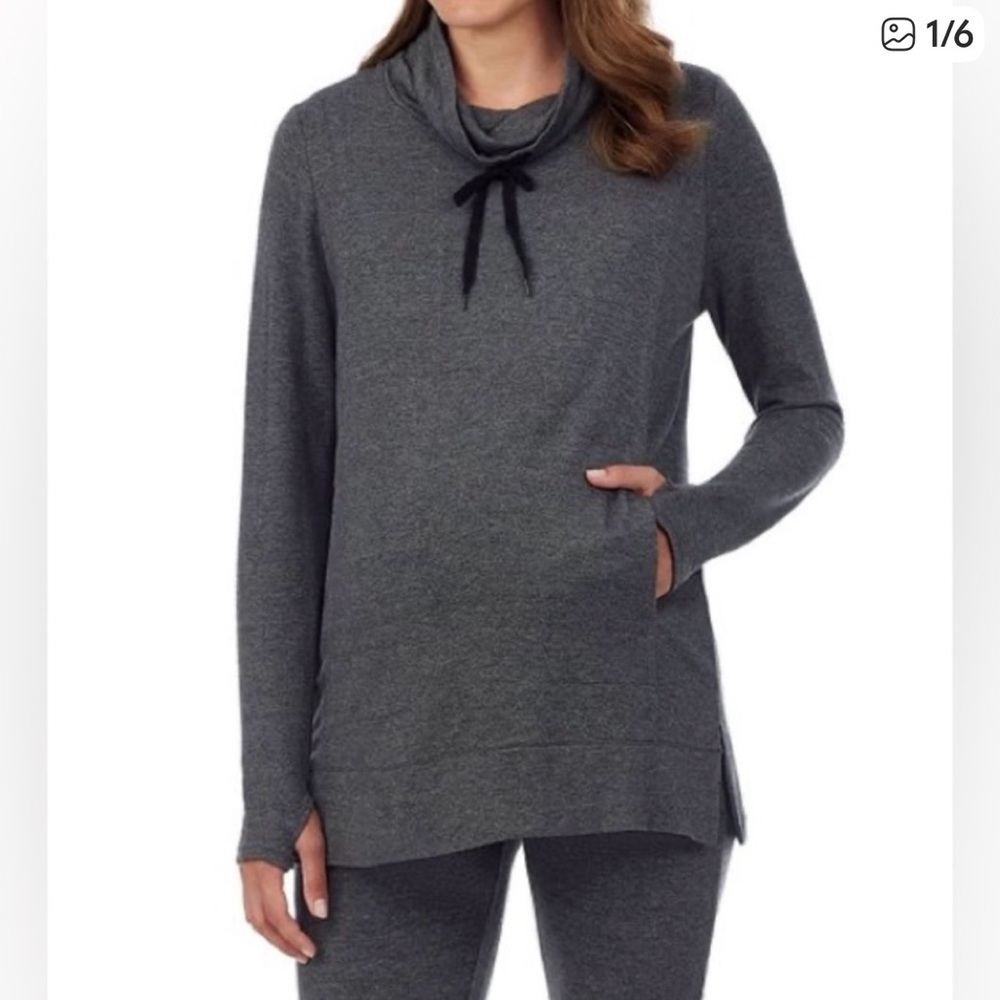 Women’s Cuddl Duds Ultra Cozy Cowl Neck Tunic Sweatshirt Gray M